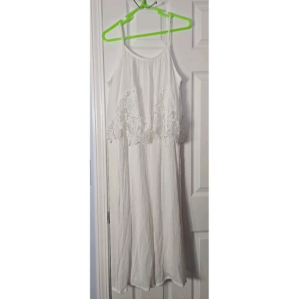 J. Gee Womans Spaghetti Strap Vari Jumpet Size Small White Lace